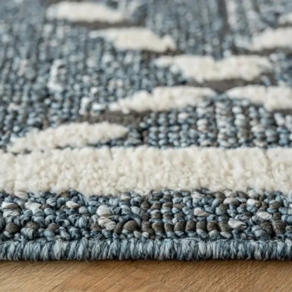 Denim Blue Diamond Line Runner Rugs image 4