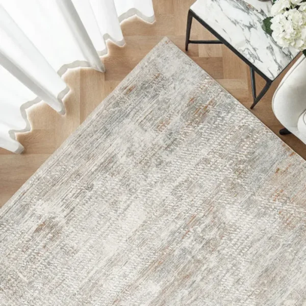detailed pattern beige rust abstract rug