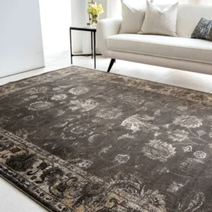 detailed pattern distressed brown rug