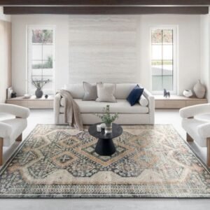 Close-up of woven diamond rug