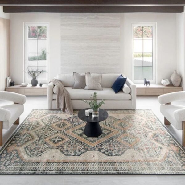 Close-up of woven diamond rug
