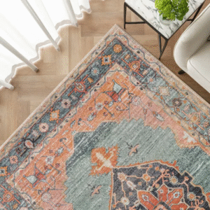 Close-up of woven medallion pattern