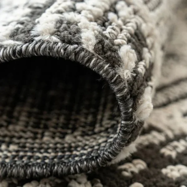Diamond Charcoal Patterned Runner Rugs image 3