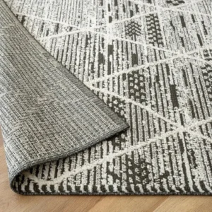 Diamond Charcoal Patterned Rug modern living