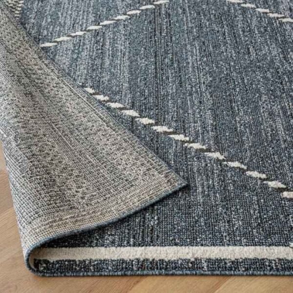 Denim blue rug with diamond lines