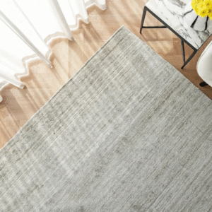 Textured rug in dining area