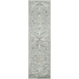 Distressed Blue Grey Traditional Runner Rug image 2