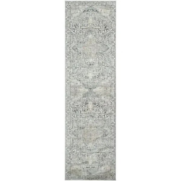 Distressed Blue Grey Traditional Runner Rug image 2