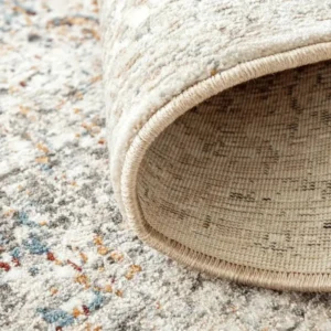 Decorative Distressed Grey Beige Abstract Rug Design