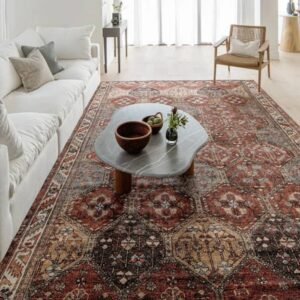 Vintage Rust Ceramic Patterned Rugs - Image 5