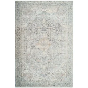 Blue grey vintage style traditional rug