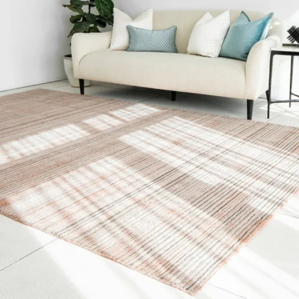 Durable narrow stripes textured rug