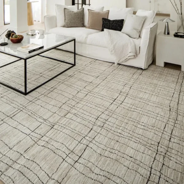 Durable wavy grid rug for everyday use