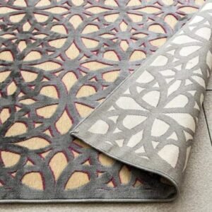 Beige and purple rug with soft pattern