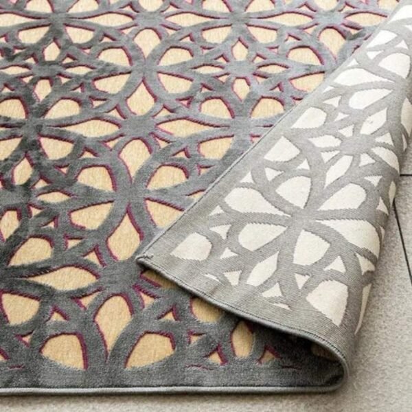 Beige and purple rug with soft pattern