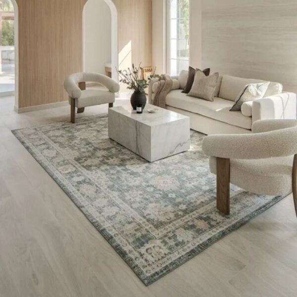 Ornate traditional rug with floral detailing
