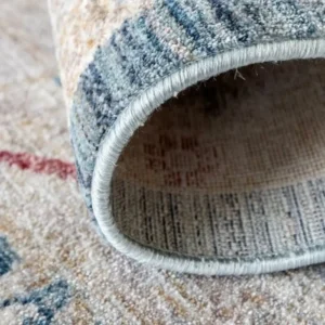 Distressed Turkish rug with elegant motifs