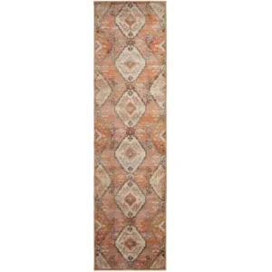 Faded Abstract Pattern Blue Runner Rug image 1