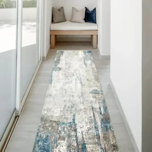 Faded Abstract Pattern Grey Runner Rugs