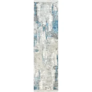 Faded Abstract Pattern Grey Runner Rugs image 1