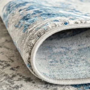 Faded Abstract Pattern Grey Runner Rugs image 3