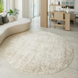 Faded Abstract Patterned Round Rug