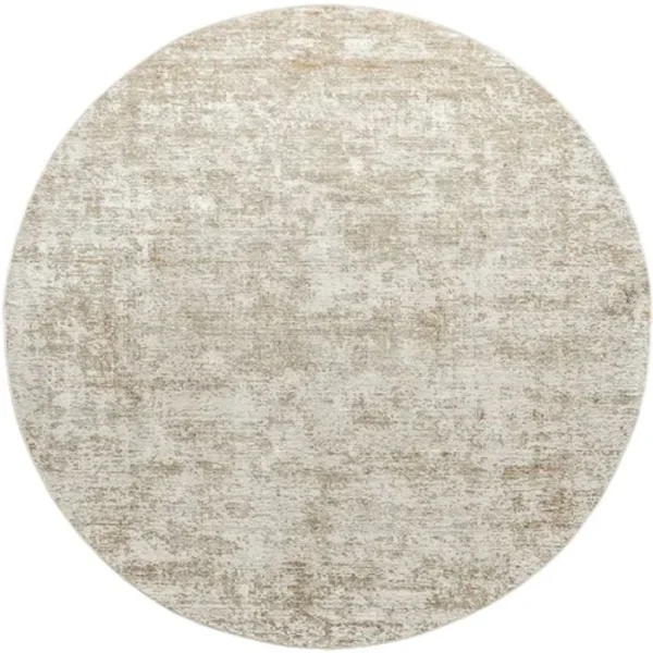 Faded Abstract Patterned Rust and Grey Round Rugs - Image 3