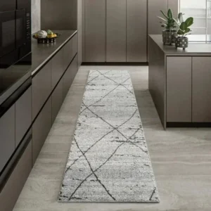 Faded Base Criss-Cross Line Runner Rugs