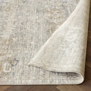 Faded Beige Distressed Runner Rug image 1