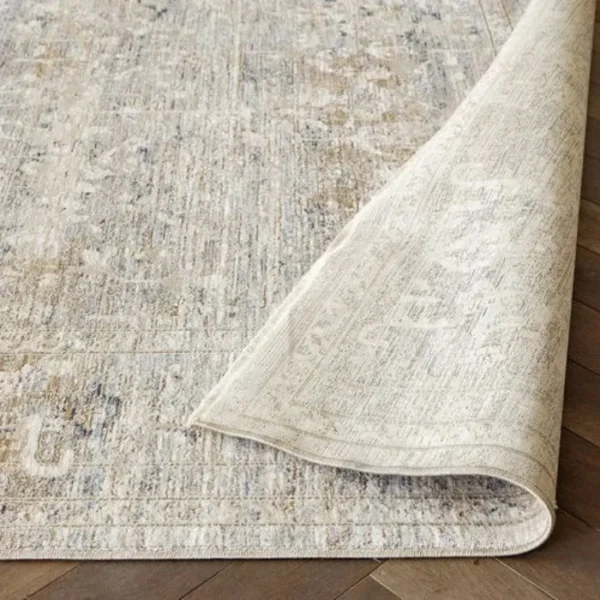 Faded Beige Distressed Runner Rug image 1