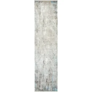 Faded Blurred Grey Patterned Runner Rugs image 2