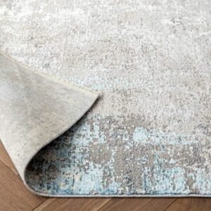 Faded Blurred Grey Patterned Runner Rugs - Image 3