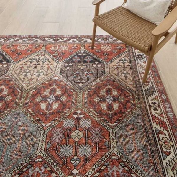 Rust-toned vintage ceramic rug texture
