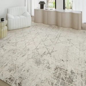 Faded Criss-Cross Patterned Rug in Neutral Tones
