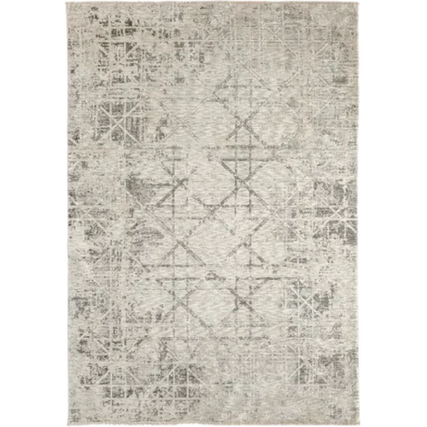 Faded Criss-Cross Patterned Rug with Line Texture