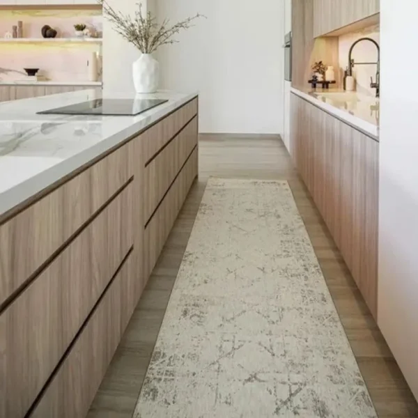 Faded Criss-Cross Patterned Runner Rugs
