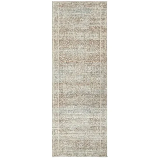 Faded Medallion Patterned Rustic Runner Rugs image 2