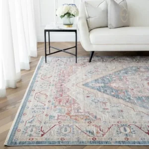 Classic Turkish rug with distressed texture