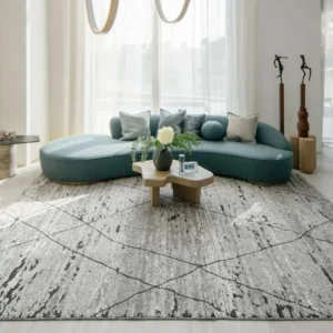 Soft criss-cross lines on faded rug