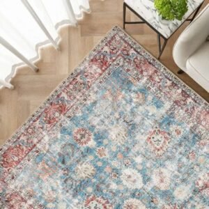 Rug featuring faded traditional medallion design
