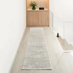 Faded Traditional Patterned Beige Runner Rug