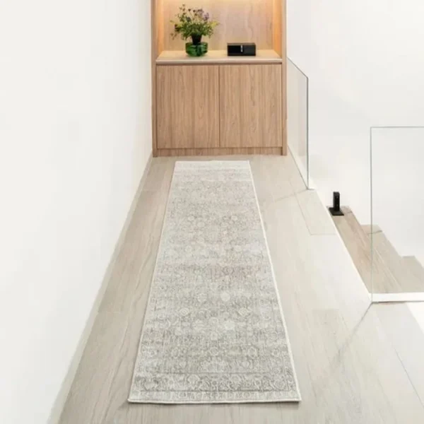 Faded Traditional Patterned Beige Runner Rug