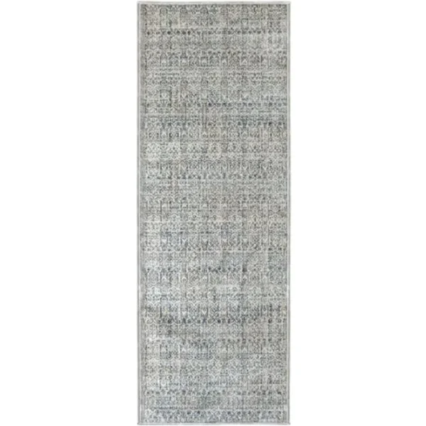 Faded Traditional Patterned Cream and Gold Runner Rug - Image 3