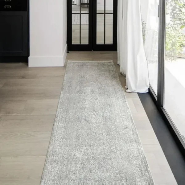 Faded Traditional Patterned Grey Runner Rugs