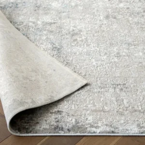 Faded traditional rug in living room