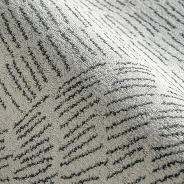Folded rug with drawn line art