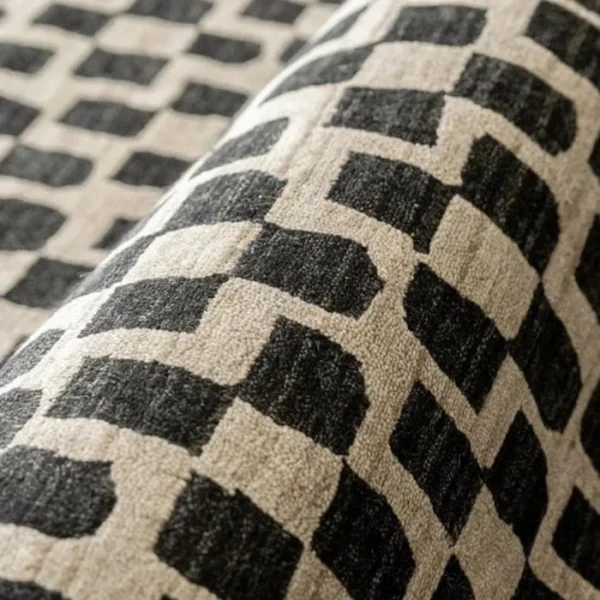 Folded modern rug with small squares