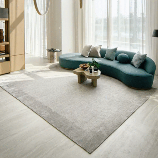 Folded Mesh Taupe Rug showing thickness