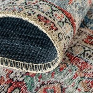 Folded traditional medallion faded rug