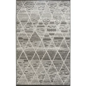Geometric diamond charcoal rug for home